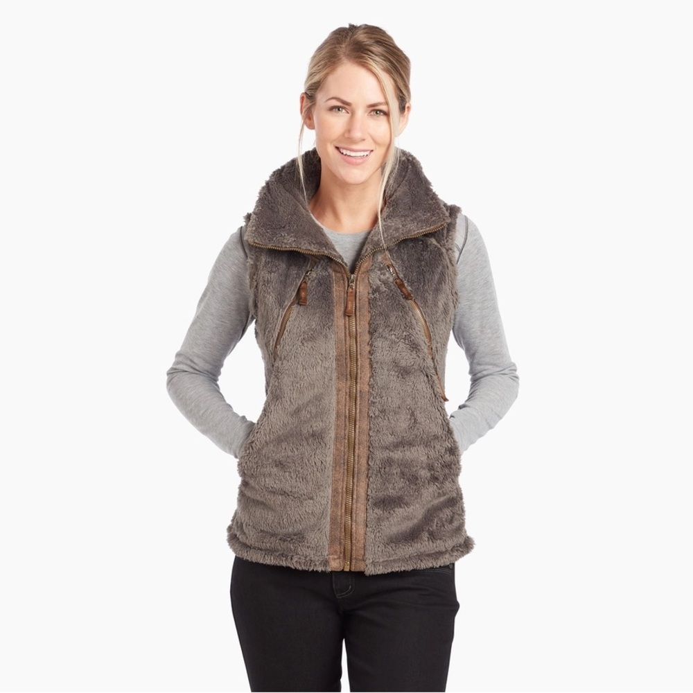 Kuhl Flight Fuzzy Hooded Vest Brown